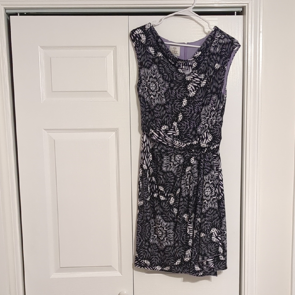 Purple Black and White Sleeveless Dress